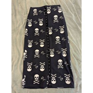 Betsey Johnson Women's Medium Vintage Inspired Skull Crossbones Midi Skirt RARE